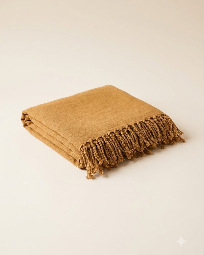 Linen Throw, Ochre